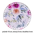 Dno - veko preglejkové kruh ruža s listom 15cm/6mm